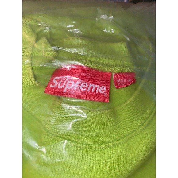 Supreme Cutout Box Lox Sweatshirt Men Size Large Acid Green Pullover SS20 Neon - Picture 4 of 5